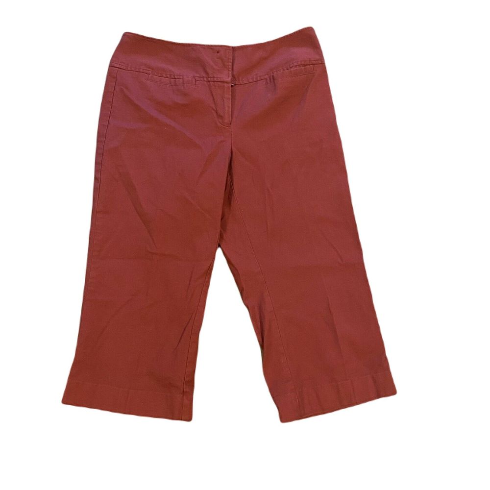 Work To Weekend Capri Pants ~ Sz 4 ~ Burgundy ~ Mid Rise ~ 18.5" Inseam